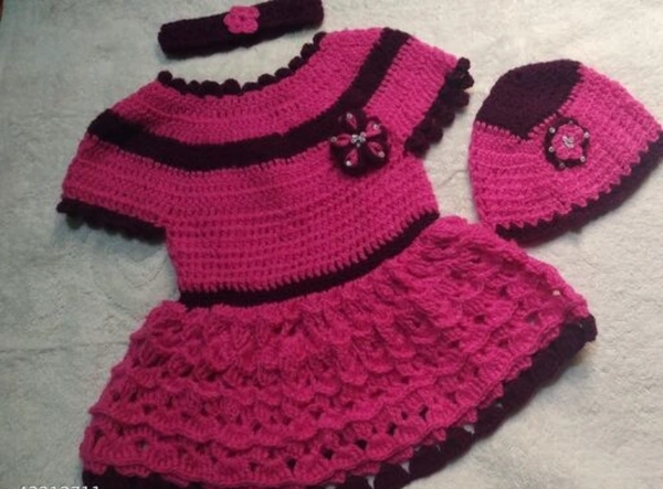 Pink Color Hand Knitted Baby Sweater - 0-6 Months